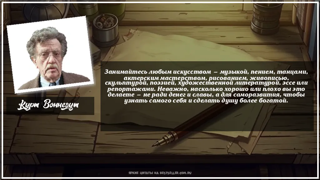 Картинка с цитатой - 'Занимайтесь любым искусством —...'
