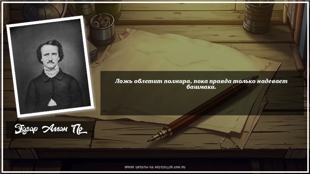 Картинка с цитатой — Ложь облетит полмира, пока правда...