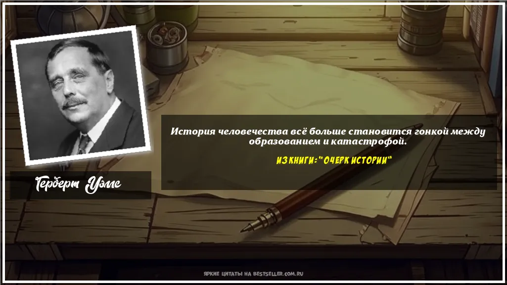 Картинка с цитатой — История человечества всё больше...