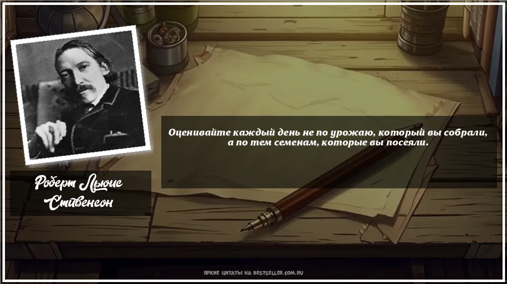 Картинка с цитатой - 'Оценивайте каждый день не по урожаю,...'