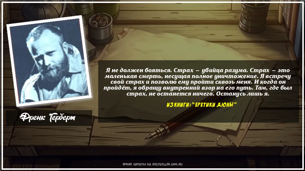 Картинка с цитатой — Я не должен бояться. Страх — убийца...