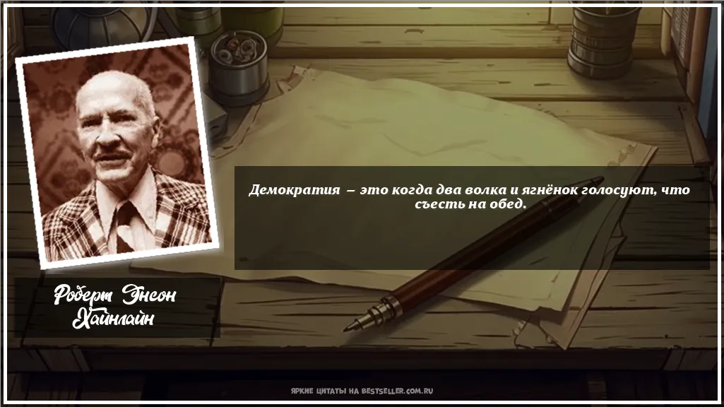 Картинка с цитатой — Демократия — это когда два волка и...