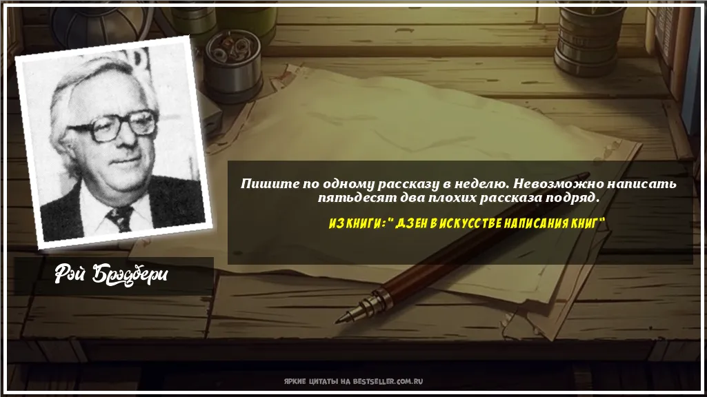 Картинка с цитатой — Пишите по одному рассказу в неделю....