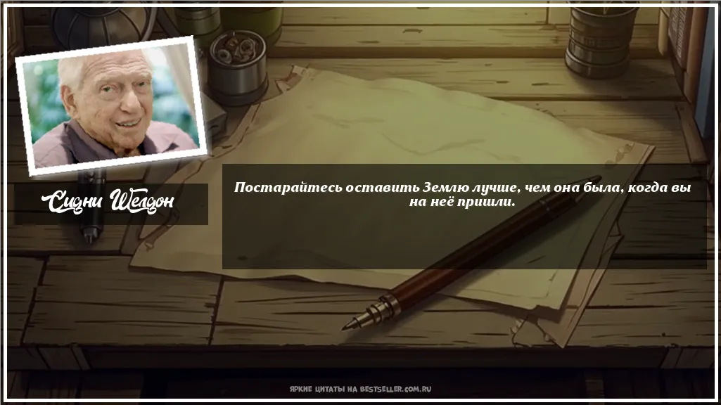Картинка с цитатой — Постарайтесь оставить Землю лучше,...
