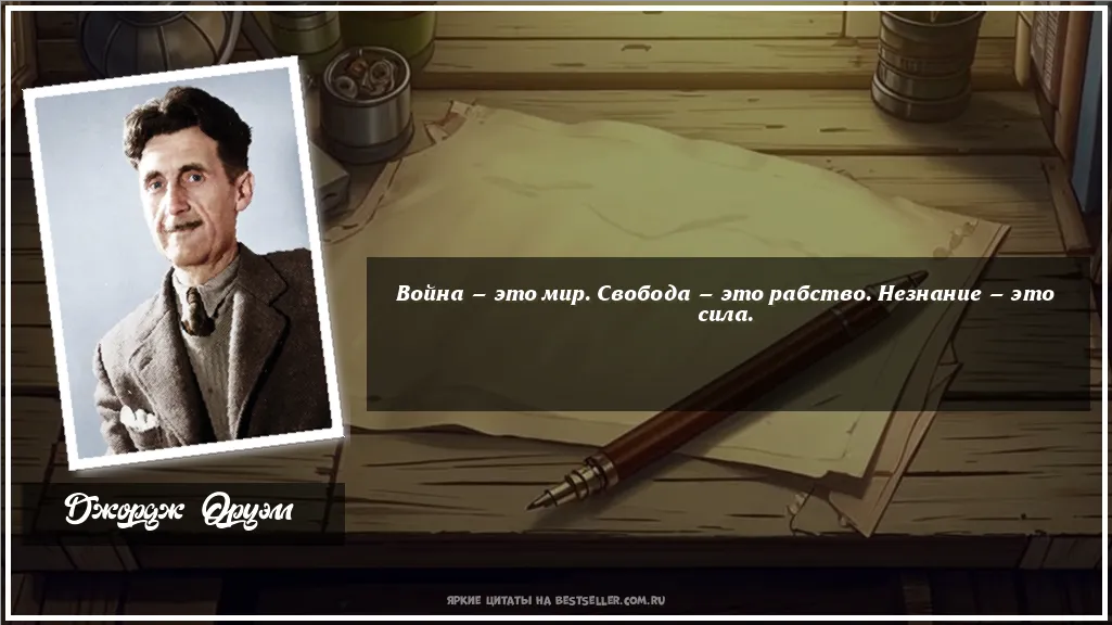 Картинка с цитатой — Война — это мир. Свобода — это...