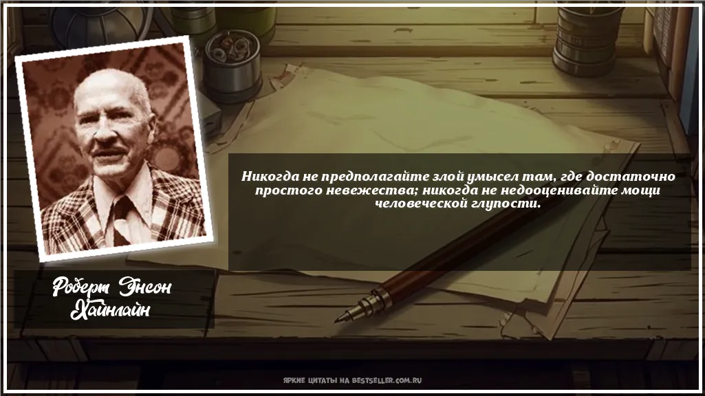 Картинка с цитатой - 'Никогда не предполагайте злой умысел...'
