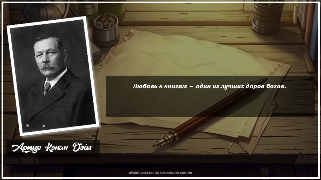 Картинка с цитатой — Любовь к книгам — один из лучших даров богов.