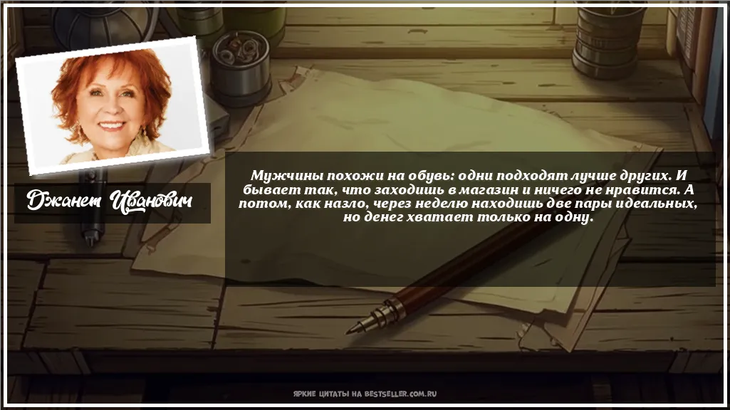 Картинка с цитатой — Мужчины похожи на обувь: одни...