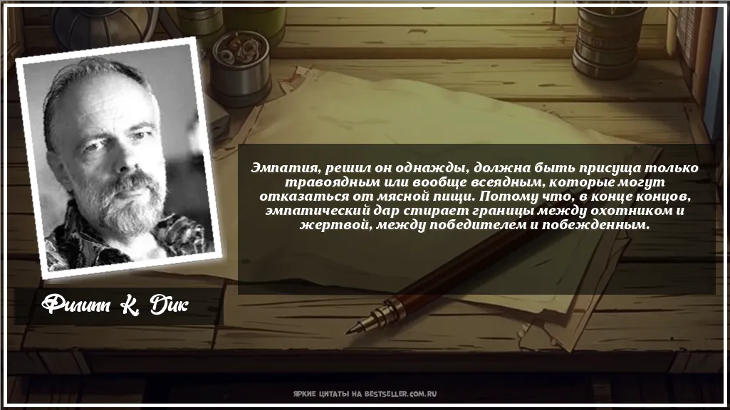 Картинка с цитатой — Эмпатия, решил он однажды, должна...