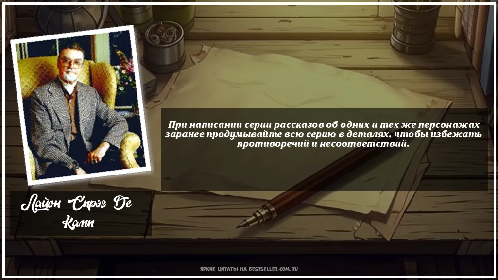 Картинка с цитатой — При написании серии рассказов об...