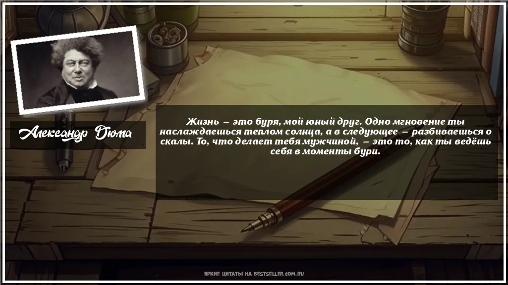 Картинка с цитатой — Жизнь — это буря, мой юный друг....