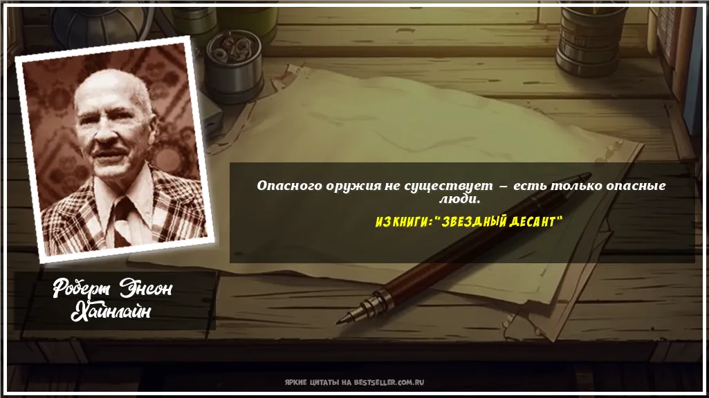 Картинка с цитатой — Опасного оружия не существует — есть...
